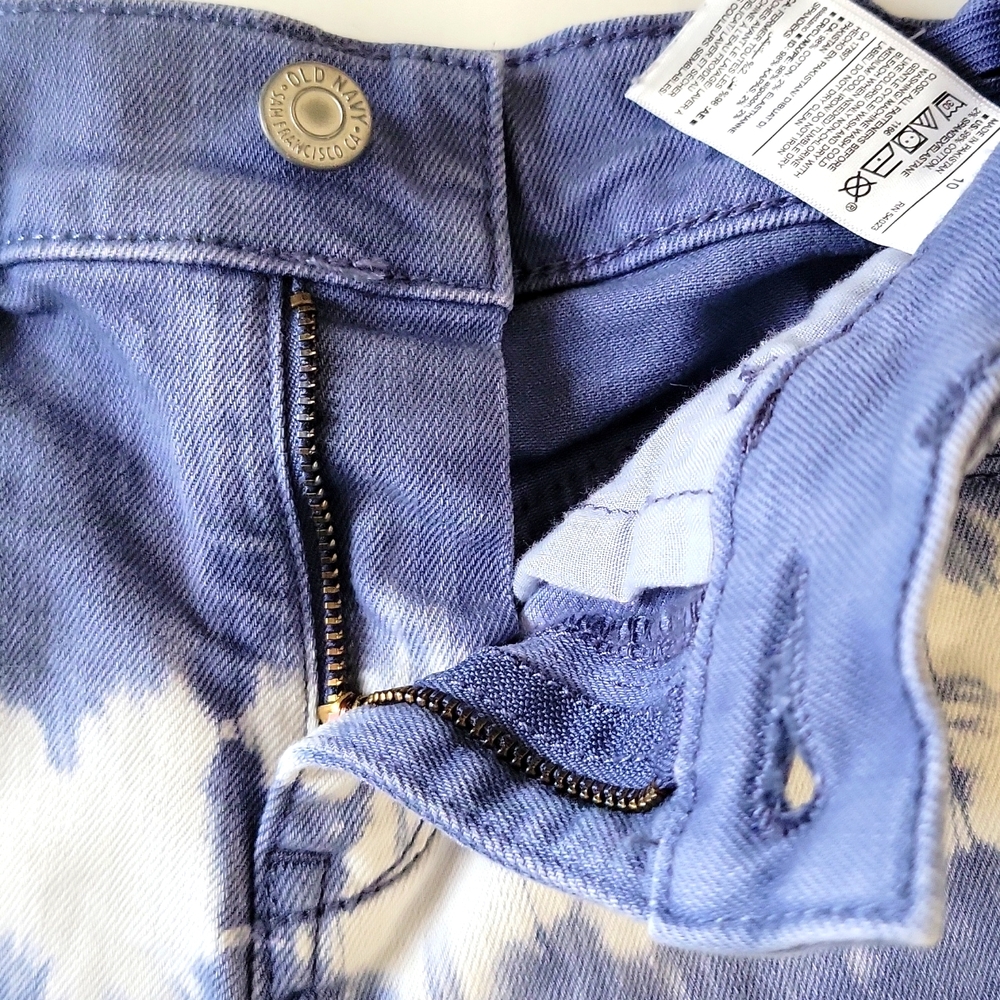 Old Navy Tie Dyed Shorts Frayed Cuffed Hem Blue White 10 - Picture 4 of 8